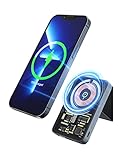 MOMAX Magnetic Wireless Portable Charger, transparenter Akkupack mit Ständer, Faltbare 5000 mAh Magnetic Wireless Power Bank und USB-C für iPhone 14/13/12Series, Magnetic Portable Charger für iPhone