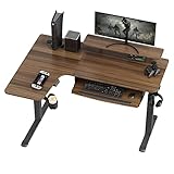 EUREKA ERGONOMIC Elektrisch Höhenverstellbarer Schreibtisch 155×110cm Elektrischer Schreibtisch mit Doppelmotor in L-Form Stehschreibtisch mit Zusätzlichem Monitorständer und Tastaturablage