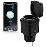 Thorder Outdoor Smart Steckdose, WLAN Steckdose mit Strommessung, Gartensteckdose, Aussensteckdose Wasserdicht, 2,4GHz Smart Home WiFi Steckdose Kompatibel mit Alexa/Goodle Home