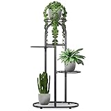 Vilde Blumenständer Blumentreppe Pflanzenständer Blumensäule Pflanzensäule Blumenregal für Blumentöpfe aus Metall schwarz 4 Etagen 81,5 cm
