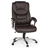 AMSTYLE Bürostuhl Kunstleder Braun ergonomisch mit Kopfstütze | Design Chefsessel Schreibtischstuhl mit Wippfunktion | Drehstuhl hohe Rücken-Lehne X-XL 120 kg