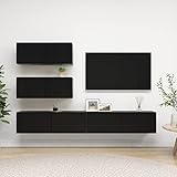 ZEYUAN 4-TLG. TV-Schrank-Set, Wohnwand Wohnzimmer, Tv-möbel & Phonomöbel, Zimmer Möbel, Wandschrank, Wohnzimmer Möbel Modern, Schwarz Spanplatte