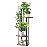 VASZOLA 5-Tier Hölzern Blumenregal Pflanzenregal, Mehrstöckig Blumenständer Pflanzenständer Blumenbank Blumentreppe Pflanzentreppe Standregal für Innen Garten Balkon Deko(Schwarz)