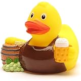 Duckshop I Badeente Bierbrauer I Quietscheentchen I L: 8 cm - inkl. Badeenten-Schlüsselanhänger im Set