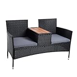 ESTEXO Polyrattan Gartenbank Bank Sitzbank 2-Sitzer Rattan Gartenmöbel Set Gartenset Balkonmöbel Sitzgarnitur Schwarz