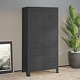 KOIECETA Industrial Kleiderschrank Garderobenschrank Schlafzimmerschrank Metallschrank Lagerschrank Mehrzweckschrank Schrank 90x50x180cm Metall (Anthrazit)