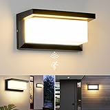 BENMA LED Wandleuchte mit Bewegungsmelder, IP65 Wasserdichte 18W Warmweiß 3000K Aluminium Rechteck Außen Wandlampe Außenlampe für Garten Front Badezimmer Veranda Garage 260x125x125MM