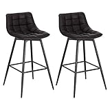 WOLTU Barhocker BH249an-2 2er Set Designer Barstuhl Hocker Tresenhocker Bistrohocker mit Fußstütze Kunstleder Metall Anthrazit