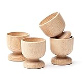 4 x Holz Eierbecher - Set von 4 Egg Haltern aus Buche natur Holz-Handwerk Kunst Ostern Zubehör