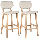 GRFIT Barstühle 2 Stücke/Set hochbeiniger Hocker Kunstlederkissen komfortable Bar Restaurant Küche Hausstuhl Stuhl Barhocker (Color : Milky White 2PC)