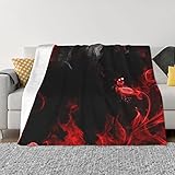 Rot Schwarz Weiß abstrakte ultraweiche Mikrofleecedecke 101,6 x 76,2 cm für Bett, Sofa, Couch, Reisen, Camping, flauschig, weich, gemütlich, maschinenwaschbar