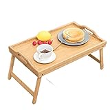 Tablett-Tisch zum Essen des Fernsehers Frühstückstablett für das Bett Faltbares Holz-Essens-Abendessen-Serviertablett mit klappbaren Beinen für Schlafzimmer