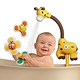Baby Badespielzeug Set, Duschkopf mit 3Pack Saugnapf Kreisel Spielzeug Kleinkinder Kinder 3 4 5 Jahre ältere Kinder, Wasserspielzeug Badespielzeug für Babys ab 6 Monaten Geschenk Spielzeug Set