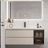 YZJJ Handwaschbecken & Bad-Unterschrank | Badmöbel-Set mit Unterschrank Waschtisch Spiegel Möbel | Waschbecken mit Nano-Beschichtung | Badezimmer-Möbel Keramik-Waschtisch (Size : 80cm/31.8in)