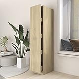 FAMIROSA Apothekerschrank, Moderner Multifunktionsschrank mit viel Stauraum, Hochschrank mit 4 Einteilungen, Apothekerschrank Sonoma-Eiche 30x42,5x150 cm Spanplatte