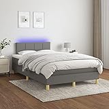 LAPOOH Boxspringbett mit Matratze & LED, Bett, Polsterbett, Bettgestelle, Schlafbett, Box Spring Bed,Bettrahmen, Betten Für Teenager, Jugendbett, Dunkelgrau 120x200 cm Stoff