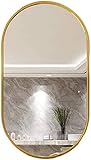 JUNZAI An der Wand montierter Kosmetikspiegel, Wandspiegel für Badezimmer, runder Spiegel für die Wandmontage, moderner ovaler Spiegel mit goldenem Metallrahmen für Waschtisch, Wohnzimmer, SCHL