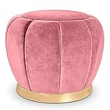 TONPOP Ottoman-Hocker-Sitz, rund, Samt, moderner 45 cm hoher Fußhocker auf goldfarbener Metallbesatz-Messingbasis, multifunktionale Fußstütze, Hocker-Sitz