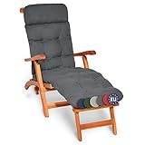 Beautissu Bequeme Liegenauflage Deckchair & Sonnenliegen 200x50cm Flair DC – 8cm Dicke Polsterung Gartenliege Auflage Liegestuhl Polster mit Schaumflockenfüllung Gartenmöbel Kissen Graphit Grau