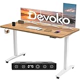 Devoko Höhenverstellbarer Schreibtisch 140x70 cm, Schreibtis Höhenverstellbar Elektrisch, Verbessertes Ergonomisches Design, 2 Memory-Steuerung und 360°Rollen Schreibtisch, 3 Spleißbrett, Beige