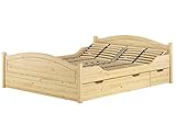 Erst-Holz® Massivholzbett Landhausstil 160x200 Doppelbett Futonbett Kiefer massiv Zubehör wählbar V-60.33-16, Ausstattung:mit Federholzrahmen und Doppelbettkasten