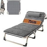 TEmkin Große Größe mit gepolstertem Sonnenliegensitz, verstellbare klappbare Sonnenliege, Outdoor-Liege mit Aluminiumkissen, das die maximale Beinkapazität 200 kg stärkt