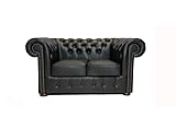 Chesterfield Sofa Class - The Chesterfield Brand | 2 Sitzer Sofa | 100% Leder, handgefertigt, Original Chesterfield | Breite 150 cm | Shiny Schwarz