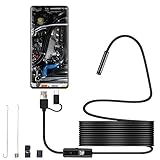 JAMCHE Verbesserte 8-mm-3-in-1-USB-Inspektionskamera, Endoskope, Halbstarres Sanke-Kabel, Wasserdicht, Rohrendoskop Mit 8 Einstellbaren LED-Leuchten, Für Android-Telefon/Windows/Tablet/PC