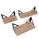 AMONIDA Schwimmendes Regal-Set, Hohe Tragfähigkeit, 3 Sets Wandregale, Einfacher Stil, Stabile Struktur, Dreieckige Eisenhalterungen für Schlafzimmer, Badezimmer