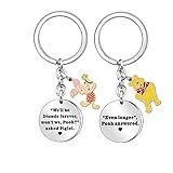 SAMORION Winnie Pooh und Ferkel, Schlüsselanhänger für beste Freunde, BFF, Freundschaftsgeschenk für Frauen, Männer, Freunde, Geschenk, silber, 36