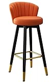 Drehbare Barhocker Mit Kücheninsel-barstuhl Mit Niedriger Rückenlehne, Mit Leder Gepolsterte Sitztheke Für Bars, Cafés, Lounges, Kneipen(Size:74cm,Color:Orange)