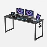 SANODESK FD 160x60x75cm Computertisch Gaming Schreibtisch Esstisch Computer Schreibtisch Home Office Esszimmertisch PC Laptop Tisch Schreibtisch mit Kopfhörerhalter ohne Schrank Schwarz …