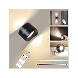 Wandleuchte Innen Leselampe Nachtlicht 2 IN 1, Wandlampe Innen Up and Down 3 Farbmodi Stufenlose Helligkeit, Led Lampe 360° Drehbare Touch Control Wandbeleuchtung USB Aufladbare für Schlafzimmer Flur