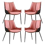lyf Küche, Esszimmerstühle, 4er-Set, technologischer Stoff, Wohnzimmer, Lounge, Thekenstühle, stabile Karbonstahl-Metallbeine (Farbe: Lotuswurzelrosa)
