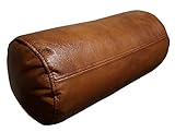 Quattro Meble Antic Braun Echt Leder Nackenrolle Nackenkissen Lederkissen Sofa Dekokissen Rindsleder Kissen Kopfstützen Kopfkissen Durchmesser-20cm (50cm x D-20cm)