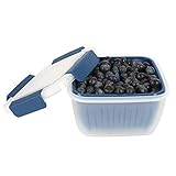 Greentainer Frischhaltedosen Schale mit Abtropfsieb,1.5 L Produce-Keeper,(17 * 17 * 10cm) Dose mit Abtropfsieb /50 oz | Transparent, Obst Box | 1 Stück Frischhaltebox,Blau