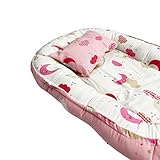 Babynest Neugeborene Nestchen Reisebett mit Kissen (ROSA - MOND)