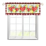 One Lover Wassermelone Zitrone Scheibengardine Bistrogardine mit Stangendurchzug Kurzstore Gardine Vintage Fensterschal für Wohnzimmer Schlafzimmer Kinderzimmer Multicolor 137x45cm,1 Stück