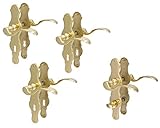 Lager17 GmbH Türbeschlag 4er Set, Messing poliert für 3 x Zimmertüren und 1 x Bad/WC Türe, Türklinke Türgriff Türbeschlag