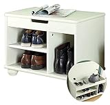 DAZulI Schuhschrank Eingangsbank Schuh-Organizer, Sitzbank Stiefelbank American Foyer Schuhschrank Schlafzimmer Fuß des Bettes Aufbewahrungshocker Schuhhocker Aufbewahrungsregal (Farbe: Blanc)