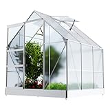 Tronitechnik® Gewächshaus GH04 190x190cm für den Garten, Alu Frühbeet inklusive Fundament, 2 Dachfenster Treibhaus Aufzucht Pflanzenhaus Tomatenhaus 3,7m² UV-Schutz