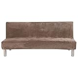 willkey Bezug für Klappsofa, ausziehbar, 3-Sitzer, ohne Armlehne, Velours, 180 – 210 cm, Café, L