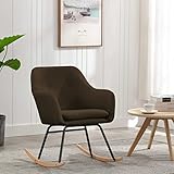 YUMENG Schaukelstuhl, Sessel Wohnzimmer, Schaukelsessel, Schwingsessel, Stillsessel, Ohrensessel, Tv Sessel, Rocking Chair, Relaxsessel, Braun Stoff