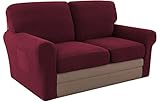 LINGKY 2023 6-Teilige Sofabezug Stretch Sofa Überwürfe für 2 Kissen Couch rutschfeste Couchbezug Pets Dog Sofa überzug Jacquard Spandex Sofaschutz Sofahusse (Weinrot,2-Sitzer (145-178cm))