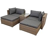 KMH Polyrattan Lounge Set MÜNCHEN Naturfarben - Große Garten Sitzgruppe Gartenlounge inkl. Auflagen und Kissen - Moderne Gartenmöbel Polyrattan Gartensofa - Robuste Gartensitzgruppe Garnitur