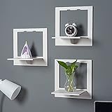 CEWROM Wandregal Weiß 3er Set,Schweberegal Weiss, Schweberegal PVC,Wandregal Set weißes,Hängeregale,Stabiles Hängeregal Wandboard, perfekt für Wohnzimmer,Schlafzimmer,Flur, Küche (Viereckig)