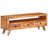 Makastle Retro Stil Lowboard TV Möbel Tisch TV-Ständer TV Schrank TV-Board TV-Bank mit 3 Schubladen und 1 Ablage, Fernsehtisch Fernsehschrank für Wohnzimmer & Schlafzimmer, 110x30x40 cm