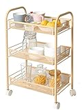 Serving Trolley Kitchen Trolley Storage Trolley Storage Rack Space-Saving for Bathroom Kitchen Office Serving Trolleys (Yellow 45X27X63CM) (Yellow 45X27X63CM)