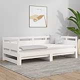 MOONAIRY Tagesbett Ausziehbar, Schlafsofa, Couch Mit Schlaffunktion, Bettsofa, Sofa Bed, Sofabett, Daybed, Schlafcouch, Couch Bett, Jugendbett, Weiß Massivholz Kiefer 2X(90x190) cm