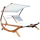 ALEOS. AS-S Doppel - Sonnenliege Doppelliege Tulum extrabreit für 2 Personen mit verstellbarem Dach aus Holz Lärche